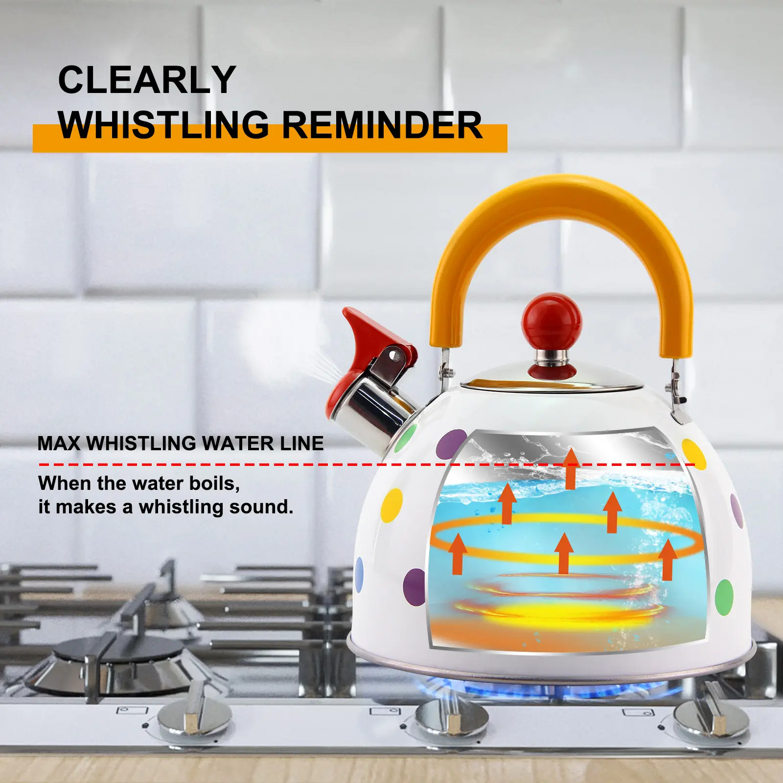 Clearly Whistling Reminder Kettle with Max Whistling Water Line for Boiling Sounds