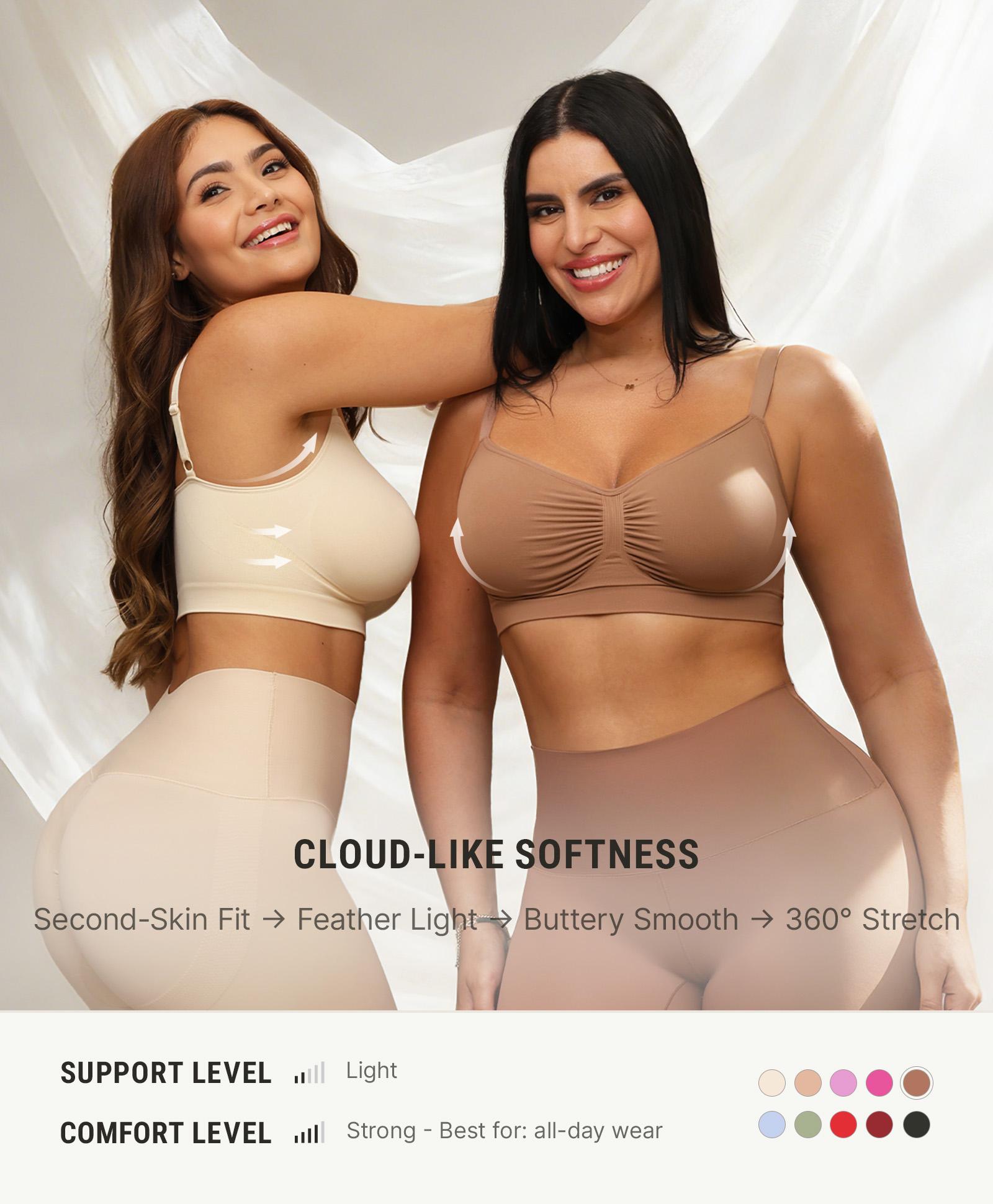 FeelinGirl Women's Wireless Bra Comfort Bralettes No Underwire Unlined Cami Bra Seamless Tshirt Bras Sports Bra Bralette Basic Comfortable Fit Womenswear Everyday Up to 44DD Springtok