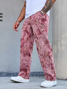 Men's Vintage Jacquard Print Casual Pants, Drawstring Waist Design, Loose Fit, Comfortable and Durable, Suitable for Daily Wear