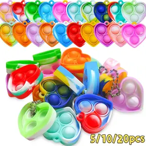 Heart Bubble Stress Relief Keychain Set, Sensory Fidget Keychain, Easter Basket Filler, Classroom Prizes, Birthday Sensory Toy, Party Return Gift, Random Color