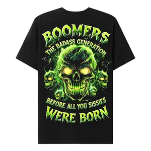 Chaosmoda Boomers The Badass Generation Before All You Sissie Were Born Custom Year Skull T-shirt Crewneck Breathable