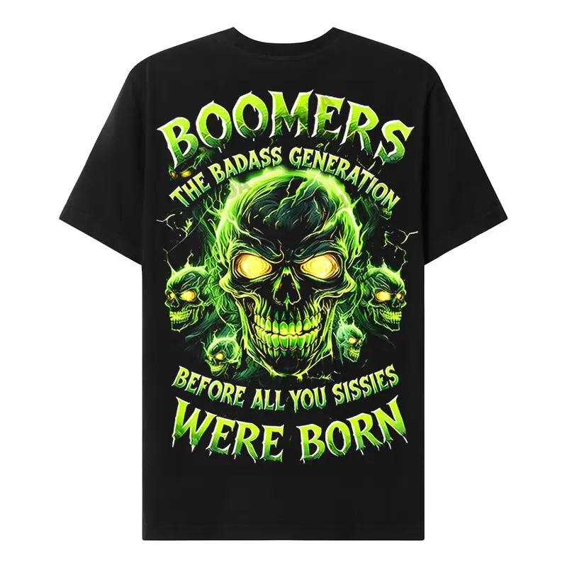 Chaosmoda Boomers The Badass Generation Before All You Sissie Were Born Custom Year Skull T-shirt Crewneck Breathable