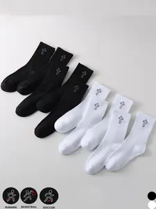 Men's and women's couple's sports mid-calf socks, 5 pairs per pack, comfortable, breathable, durable, versatile suitable for basketball, soccer, and everyday casual wear, Sports Running Socks, Sports Athletic Socks, Sports Fit Socks