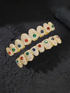 Colorful round zircon set, hip-hop braces, Christmas gift, the best gift for friends, Rapper accessories, Tooth Gem
