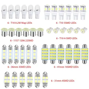 42PCS 6500K Bright White Car Interior LED Light Kit, Energy Saving Replacement Bulbs for Dome, Map, Door, Trunk, License Plate, Universal Automotive Interior Lighting Accessories
