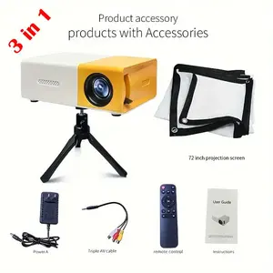 Portable LED projector Equip 72 lnch Screen and Bracket Dlp Full Hd 1000 Lumen Home Theater Media Player Outdoor Mini Projector
