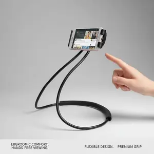Wearable Flexible Lazy Phone Holder – 360° Rotating Gooseneck Clip Stand for Hands-Free Viewing in Bed, Car, Desk – Universal Smartphone & Tablet Mount (Fits 4-11") Black