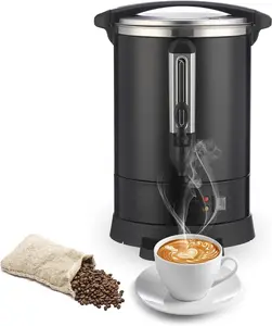 【GARVEE】18L Commercial Coffee Urn - 304 Stainless Steel Double Layer Coffee Pot With Bottom Groove, 70 Cups Capacity, Commercial Grade Hot Water Dispenser and Coffee Percolator, Stainless Steel Hot Beverage
