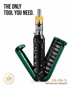 Heavy Duty Ratchet Screwdriver Kit with Bits & Sockets | 14-in-1 Compact Multi Tool for Home Repair, Garage & Truck Emergency