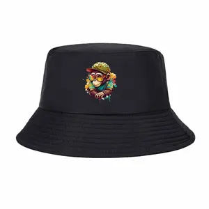Cool cartoon monkey wearing cap and glasses Hip-hop Hat Outdoor Adjustable Casual Hat Sports and leisure outdoor fisherman hat
