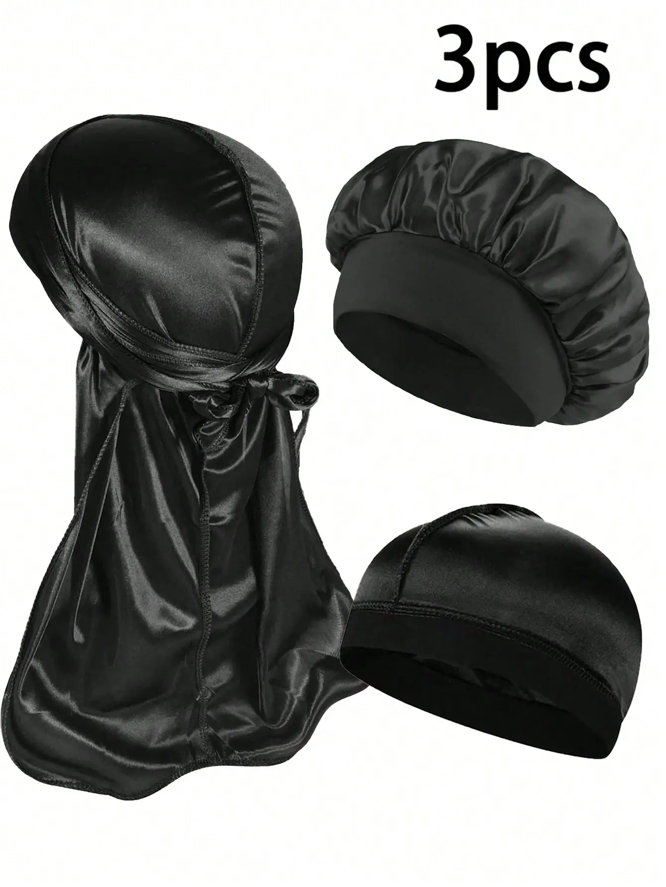 3 Packs Men's Durags, Bonnets, And Dome Hats - Comfortable & Breathable Casual Headwear Set For Sports, Outdoor Activities, Home, And Daily Use