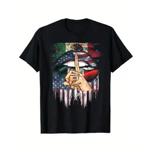 Cotton Men's Patriotic Mexican-American Flag Graphic T-Shirt