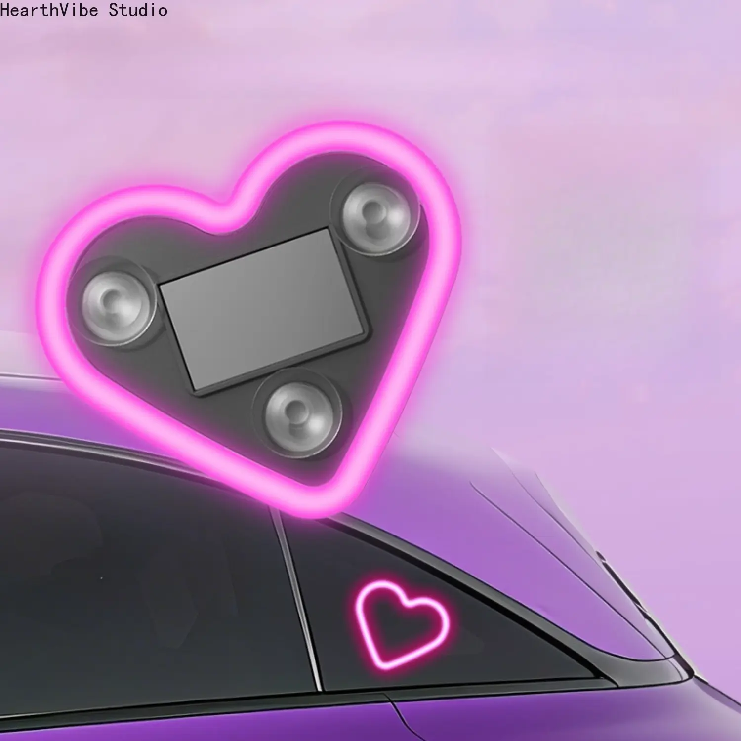 2026 Solar Powered Wireless LED Triangle Heart Shape C-Pillar Neon Light for Car Interior Decor Eco-Friendly Modern Stylish Look,Mother's Day Gift, Interior Led Vehicle, Led Lights Car