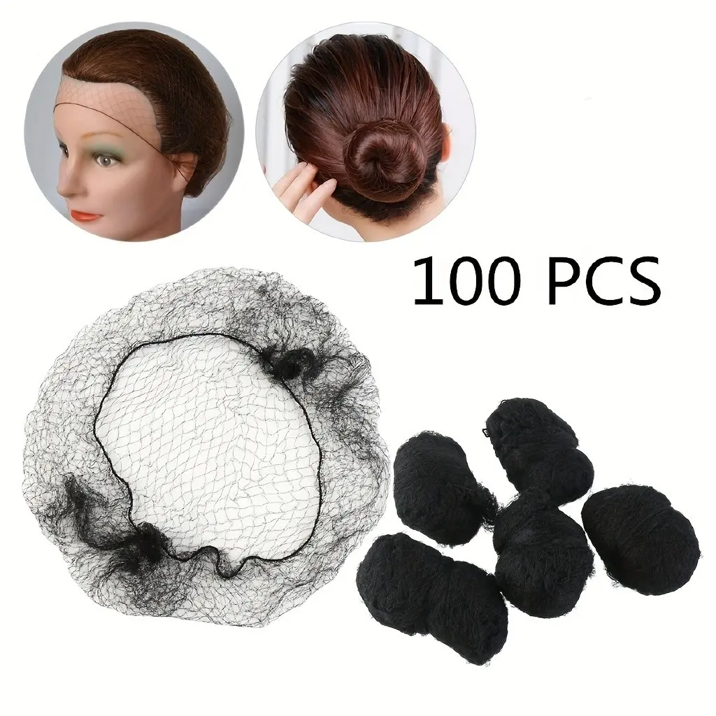 100 Pack Invisible Elastic Hair Net, Regular Size 22 Inches, 10mm Mesh, Nylon, Lightweight, Versatile, Hairdresser Accessories, Ideal for Nurses, Bank Staff, Flight Attendants, Hotel Staff, Hairstyles, Haircare