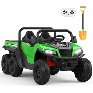 24V 4WD Electric Ride On Dump Truck with Remote Control | 2-Seater Kids Ride On Car | Music Player & LED Lights | Birthday Gift for Ages 3+ (Key Start Safety System)