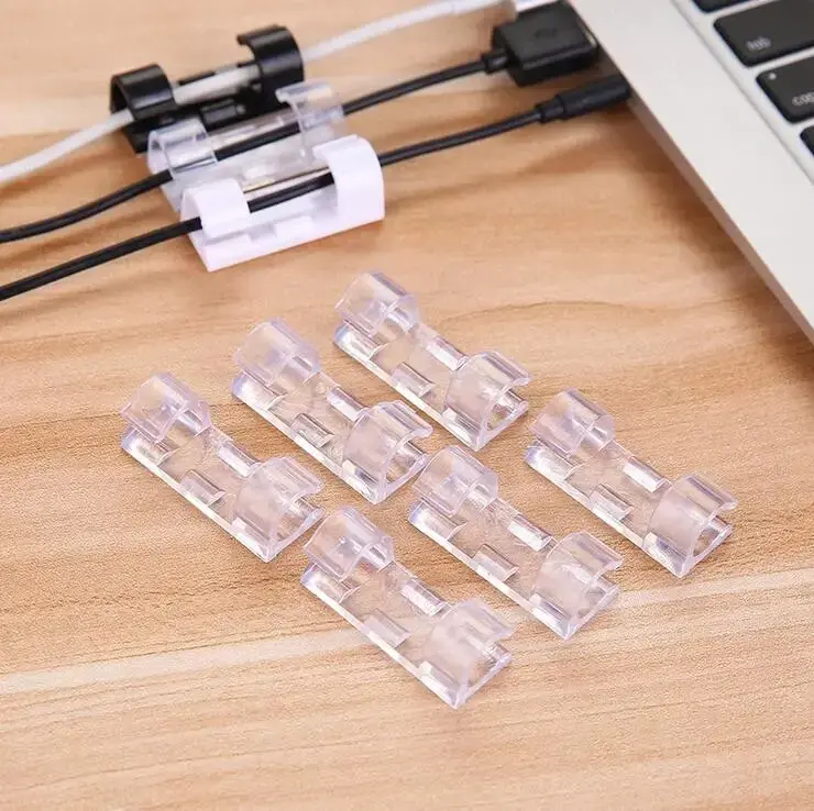 Adhesive Cable Clips Clear (20PCS), Upgraded Wire Holders for Wall, Strong Cord Organizer Under Desk, Car, PC, Christmas Light Indoor/Outdoor