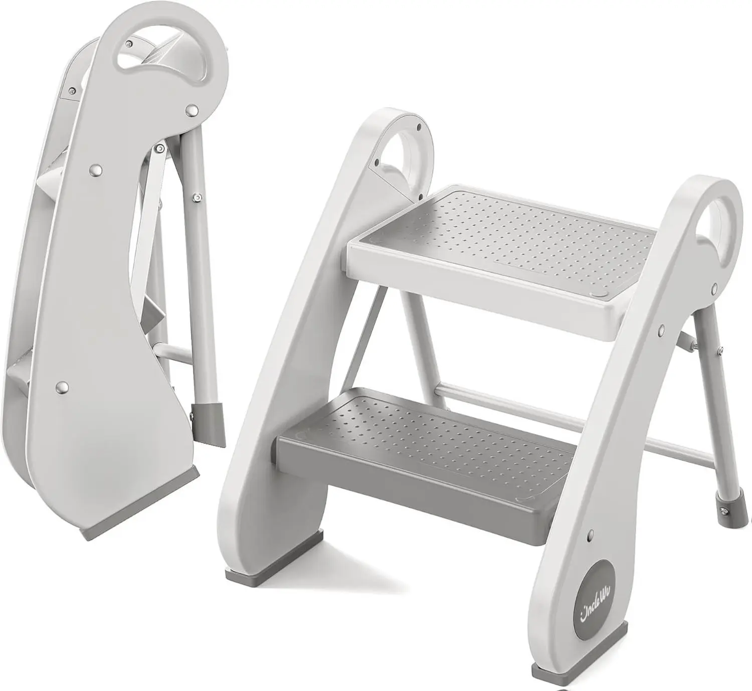 UNCLE WU 2-Step Toddler Stool - Foldable, Lightweight & Anti-Slip | Steel Step Stool for Kids, Potty Training, Bedside & Bathroom Sink (Small Size)
