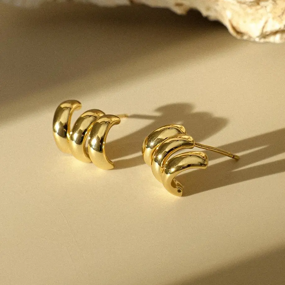 Mix & Match Triple Hoop Earrings – 3-in-1 Design | 18K Gold / Platinum Plated with 925 Silver Posts