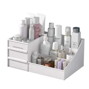1PC White Drawer-Type Cosmetic Organizer - Desktop Storage Box with Shelves, Perfect for Lipstick, Brushes, Eyeshadow, Skincare & Jewelry, Ideal for Women & Girls’ Dormitory, Bedroom & Bathroom, Cosmetics Organizer Storage