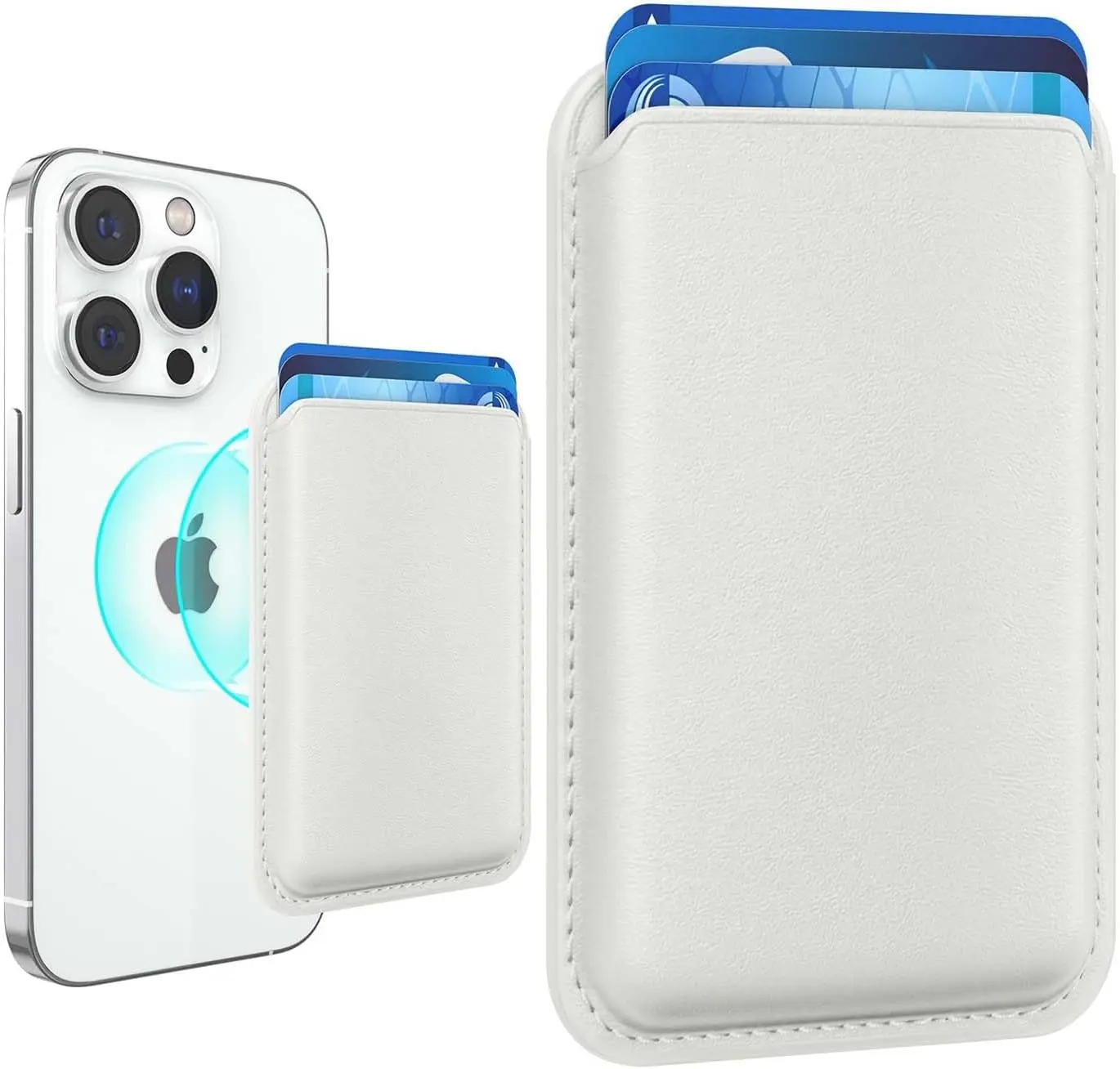 N52 Magnet RFID Leather Card Holder, Secure Mobile Smartphone Cellphone Cover - Durable MagSafe-Fit Accessory with Strong Magnetic Attachment for iPhone 12-16 Series & Pro/ProMax, Handheld Electronic Gadget Protection