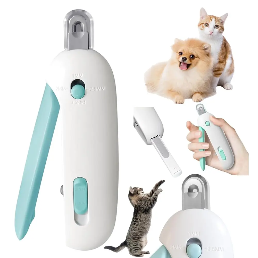 Cat Nail Clipper with Adjustable Aperture, Dog Nail Trimmer with Nail File for Puppies, Safe Pet Claw Clipper Grooming Tool to Avoid Over Cutting, Professional Pet Nail Cutter for Beginners