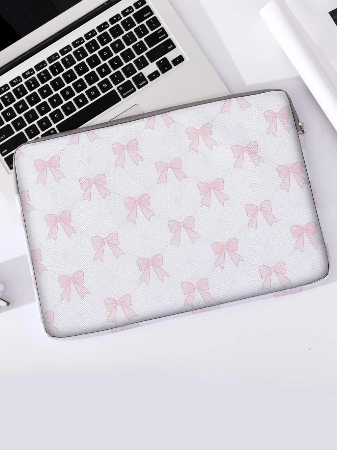 Bow Pattern Laptop Sleeve, Soft Laptop Bag, Laptop Travel Bag, Laptop Zipper Storage Bag, Tablet Computer Case, Notebook Computer Case, Computer Bags
