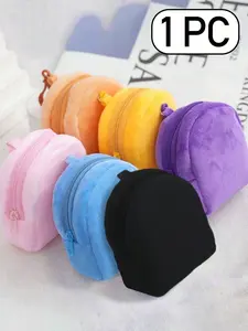 Cute Plush Solid Color Mini Backpack for Women, Cartoon Design Coin Purse and Keychain Holder, Ideal Teacher Gift and Back to School Accessory, Cute Versatile Backpack