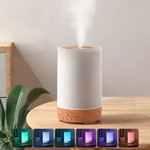 Air Humidifier – Quiet Wood Grain Aroma Humidifier with 7-Color LED Night Light, USB Essential Oil Diffuser, Mini Wood Grain USB-C Diffuser – Air Freshener for Car and Room, Perfect for Bedroom, Classroom, Office, and Holiday Gifts