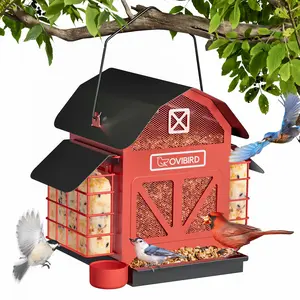 bucatstate Outdoor Hanging Bird Feeder Station - 5LBS Green Metal Barn Shape, 2 Suet Cages, Weather-Resistant Rainproof, Refill Easy, Year-Round Cardinal Feeder, Ideal Bird Watching Gift tiktokshopspringglowup
