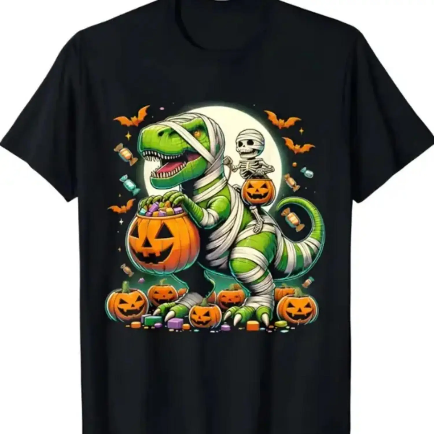 Halloween Funny T Rex Dinosaur Mummy Boys Trick Treat Youth and Adult Children's Cotton T Shirt Halloween Tee Trending Tee Kids Clothing Birthday Gift Family Shirt Gift for Son Halloween Outfit Funny Shirt