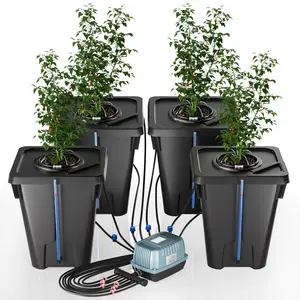 DWC Hydroponics Growing System 28 Gallon Deep Water Culture Bucket with Top Drip Kit Air Pump Air Stone & Air Hose for Efficient Plant Growth