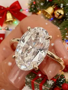 3CT Oval Cut Zirconia Ring, Elegant Engagement Ring for Women, Fashion Jewelry for Party, Daily Clothing Decor, Trendy All-match & Exquisite Jewelry for Birthday Gift, Cubic Zirconia Rings