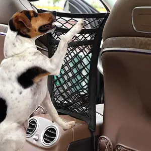 3-Layer Car Mesh Organizer Seat Back Net Bag Barrier for Backseat Pets Kids Cargo Tissue Purse Holder Driver Storage Netting Pouch Upgrade Stretch Length