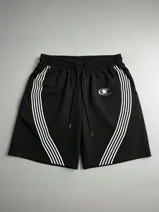 Unisex Streetwear Striped Loose Fit Drawstring Waist Athletic Shorts, Striped Print Shorts, Athleisure Shorts, Stripes Print Shorts for Daily Casual Wear Gym Fitness Training Street Style Summer Comfortable Breathable Lightweight for Men Women