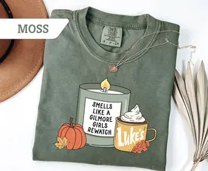 Comfort Colors Smells Like A Gilmore Girls Rewatch Shirt, Luke's Coffee Mug Tee, Cozy Season Shirt, Fall Pumpkin Graphic Tee, TV Show Fan Shirt