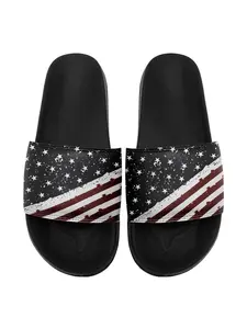 Men's USA Flag Slide Sandals, Comfortable Durable Stars & Stripes Print for Summer, Lightweight American Flag Pool Slides, Beach & Streetwear Fashion