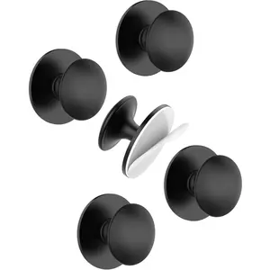 5 Pack Black Self-Adhesive Cabinet Knobs, Self-Stick Hardware Kitchen Cabinet Handles, No-Punch Peel and Stick Drawer Knobs for Refrigerators, Dressers, Windows, Closets