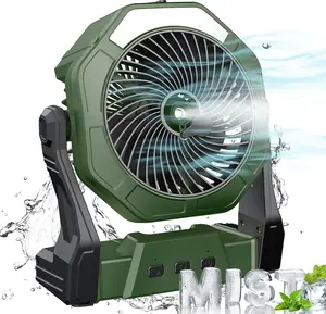 Portable Misting Fan for Outdoor Cooling, [8-35Hrs] Battery Powered Mist Fans with Water Misters & LED Lantern, 8-Inch, 250mL Tank, for Patios, Home, Outside, Camping, Outdoor&Indoor Use