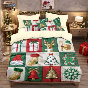 Christmas Bedding Set, 3-Piece Christmas Theme, Includes Duvet Cover & Pillowcases, Festive Design, Soft Fabric, Perfect for Holiday Decor