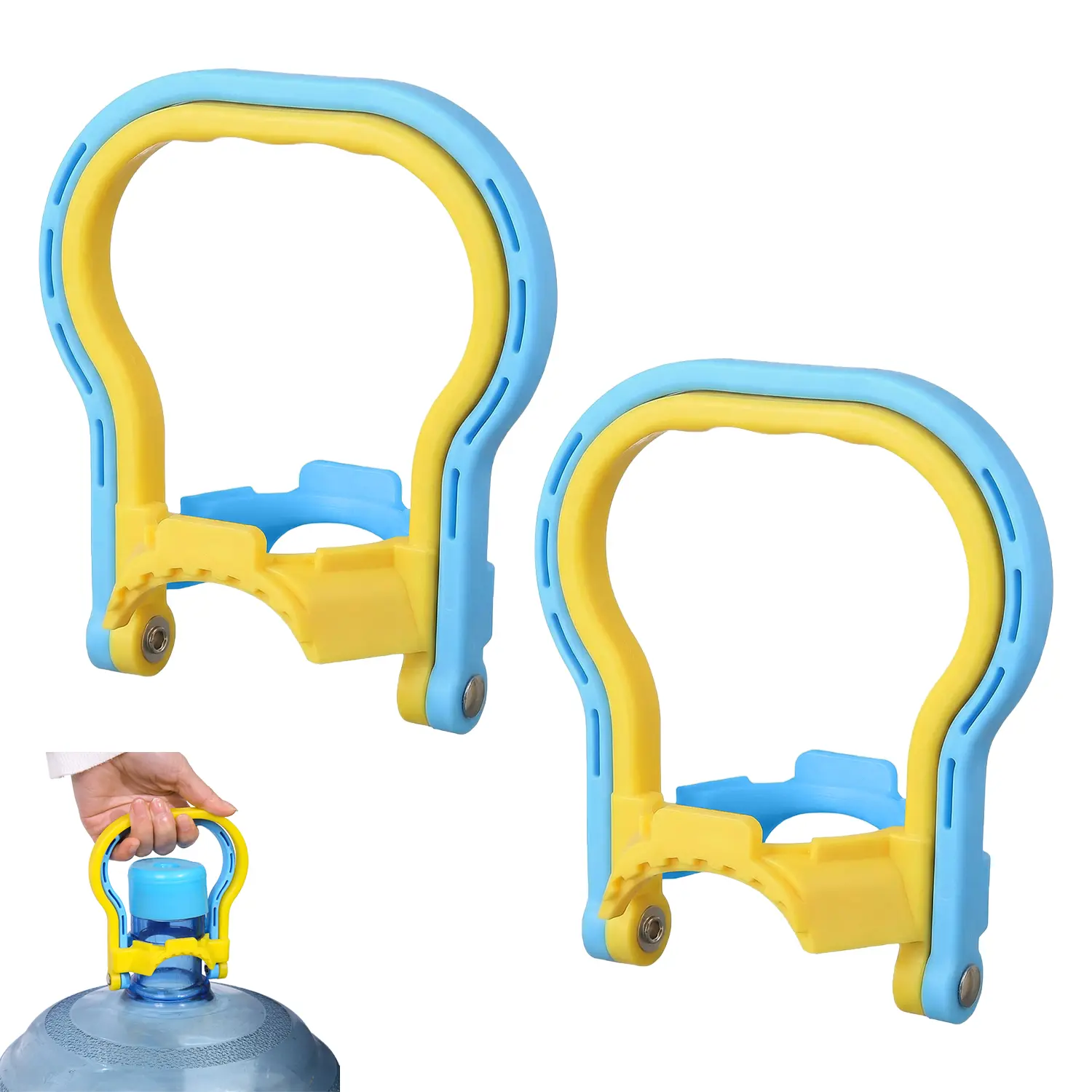 2 Pack 5 Gallon Water Bottle Carrier Handles, Heavy Duty Water Jug Lifter with Ergonomic Non-Slip Grip, Easy Carry Holder for Large Drinking Water Bottles Drinkware Sturdy