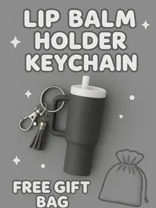 Cozy Stone Mini Tumbler Lip Balm Holder Keychain with Free Gift Bag Minimalist Gray 3D Printed Practical Gift for Backpacks Gym Bags Car Keys