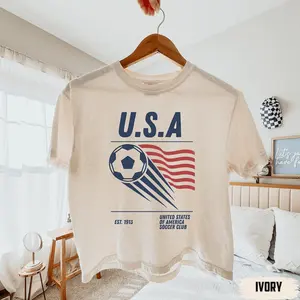 Comfort Colors 90s United States of America Soccer Team Boxy Tee, Retro USA Team Graphic Tee
