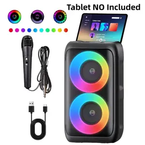 Rechargeable Bluetooth Karaoke Speaker with Lights and Loud DJ Sound Portable Karaoke System with Microphone and USB Cable