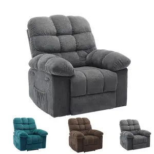 Recliner Chair, Oversized Manual Lounge Sofa, Extra Wide Overstuffed Single Seat, Ergonomic Terry Cloth Blue Recliner for Living Room Bedroom and Nursery, Fathers Day gift