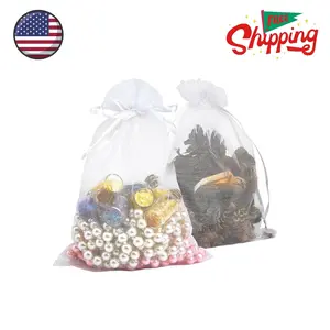 100pcs White Organza Bags, Sheer Organza Bags 4x6 Inch