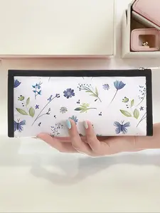 Floral Pattern Triangle Pencil Case, Portable Multi-Functional Stationery Storage Bag, Zipper Design, Unisex, All Seasons