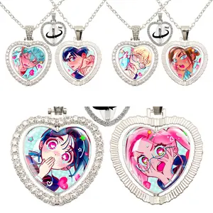 ALIEN STAGE Mizi Sua Till Ivan Hyuna Luka Double Sided Rotating Peach Heart Pendant Necklace  Charm Jewelry Fans Couples Gifts Hot