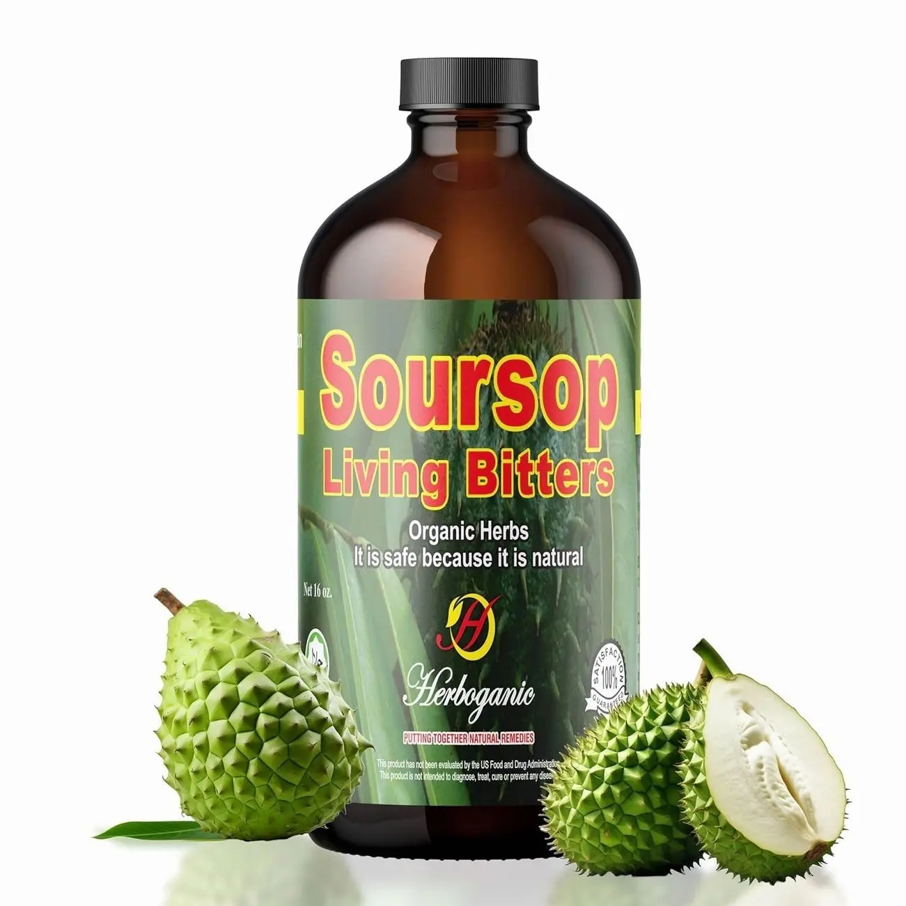 Herboganic Soursop Bitters Liquid | Natural Living Bitters for overall wellness 16 OZ | Soursop Bitters