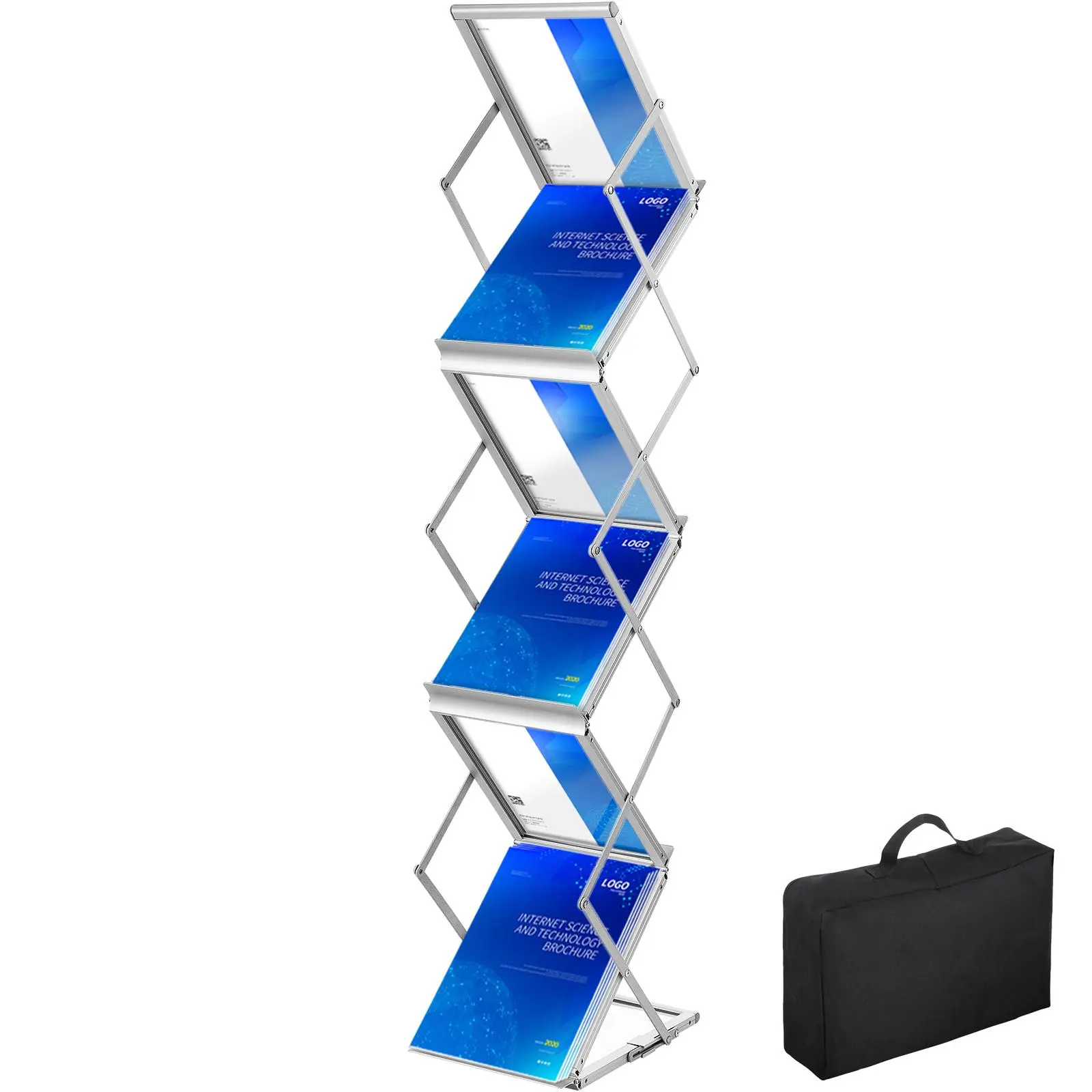【SummerFinds】VEVOR Foldable Magazine Display Rack,  6 Pockets Pop-Up Brochure Display Stand, Double-Sided Display Catalog Literature Holder Stand, Portable with Carrying Bag for Office Trade Show Exhibitions