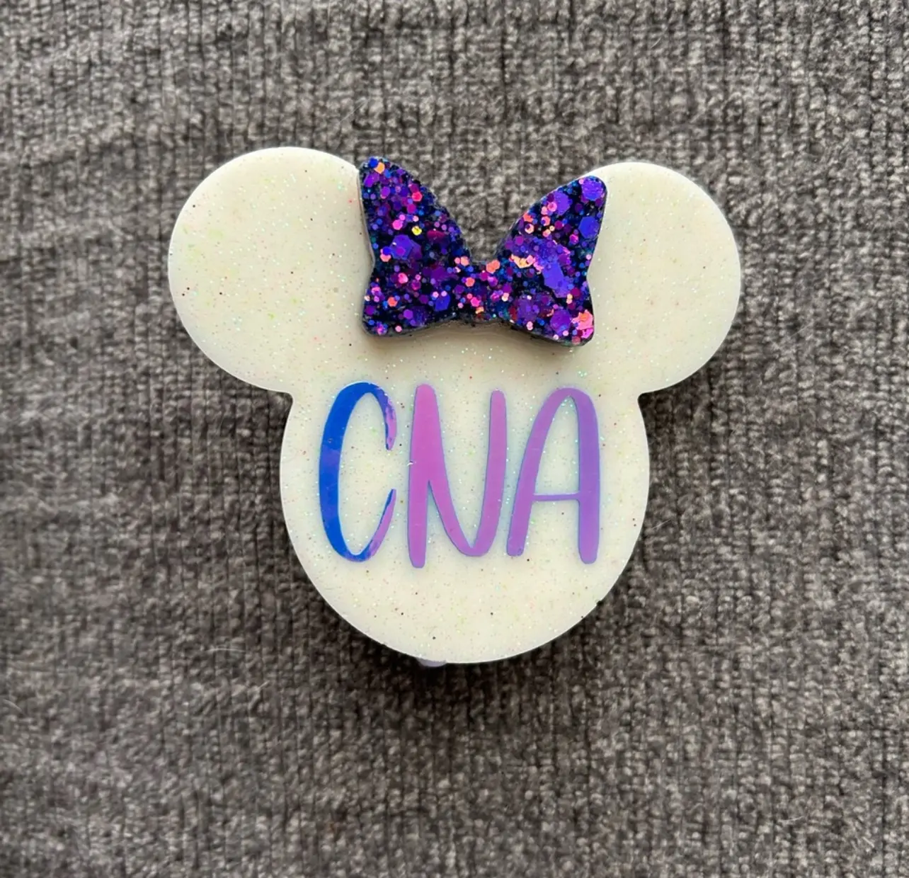 Customizable Girl Mouse Head Retractable Name Badge Reel ID Card Holder hospital worker coquette bow funny great gift cute Christmas